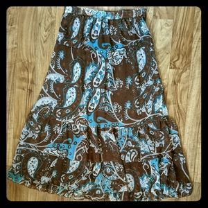 MAGIC Brown Turquoise Paisley Tiered Maxi S